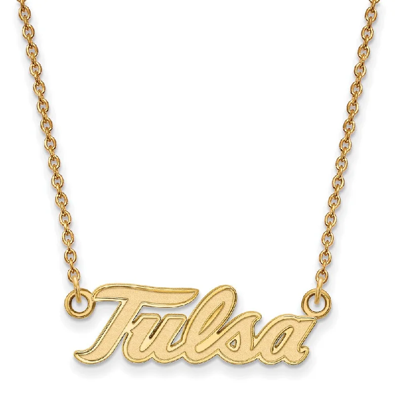 14k Yellow Gold The U of Tulsa Large Pendant Necklace