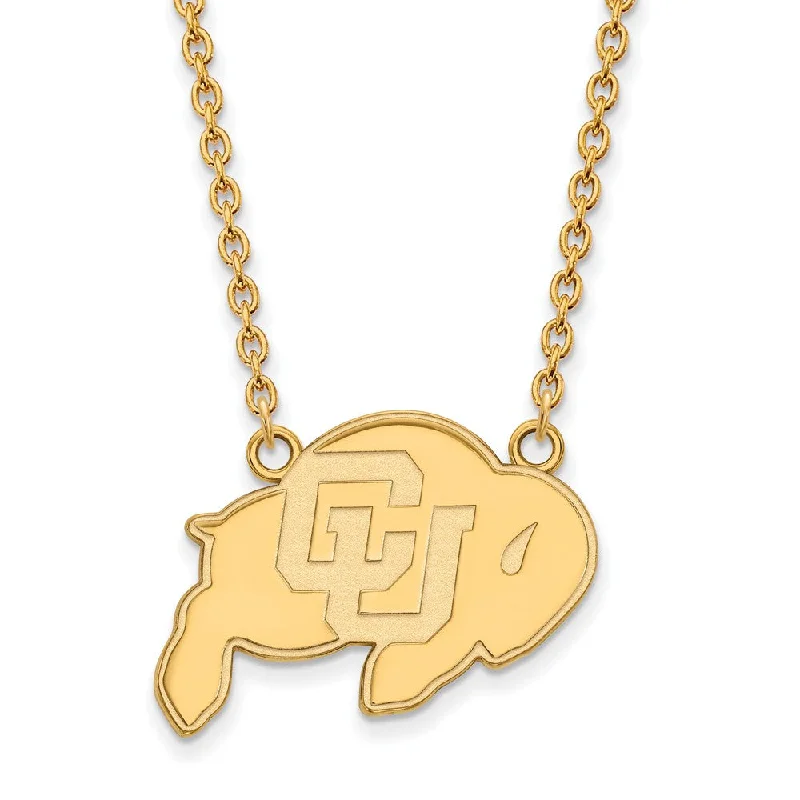 Solid gold necklace-14k Yellow Gold U of Colorado Large Pendant Necklace