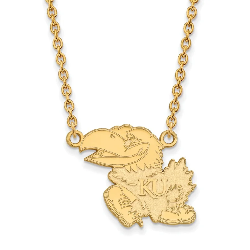 14k Yellow Gold U of Kansas Large Pendant Necklace