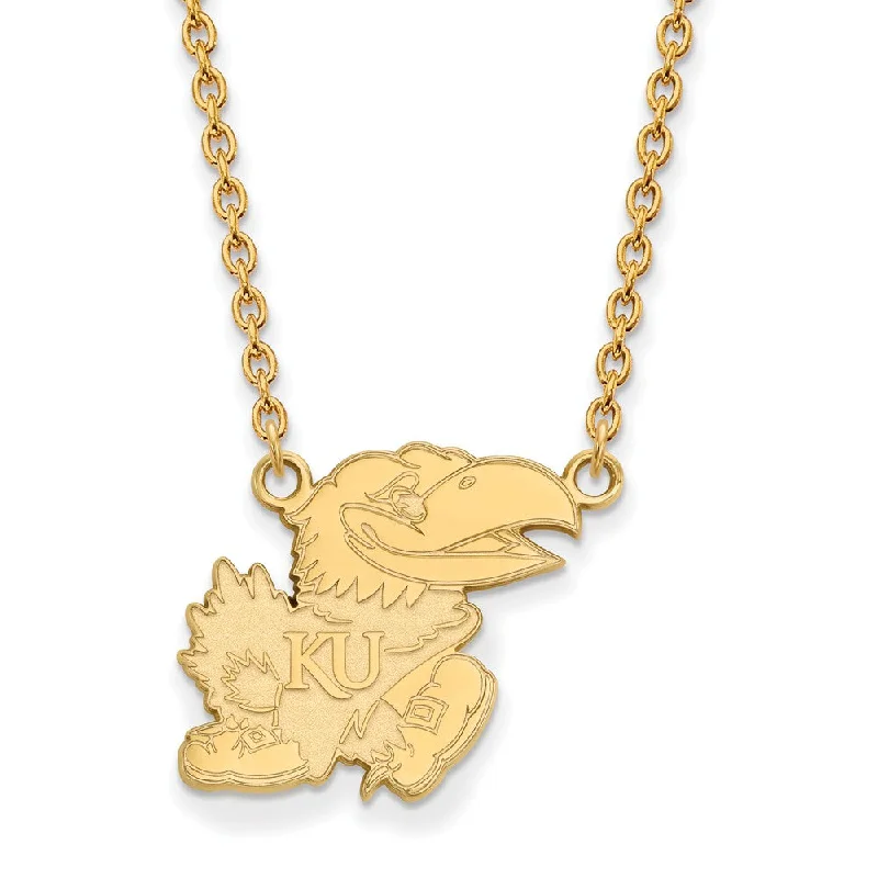 14k Yellow Gold U of Kansas Lg Logo Pendant Necklace