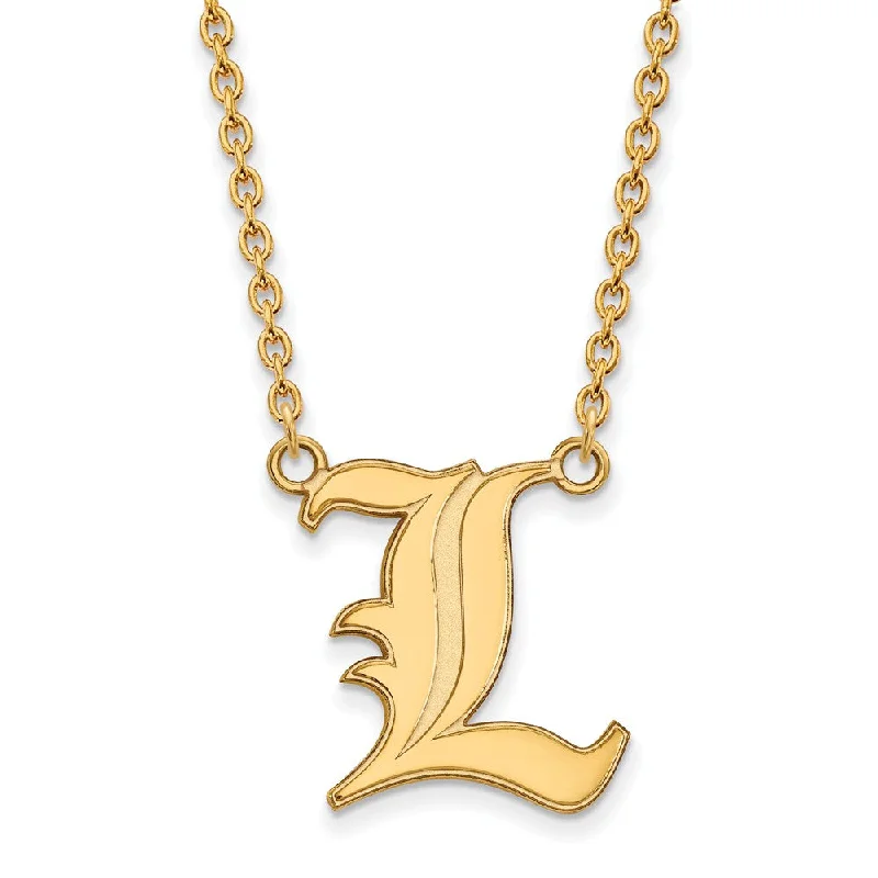 Fluted edge necklace-14k Yellow Gold U of Louisville Large Pendant Necklace