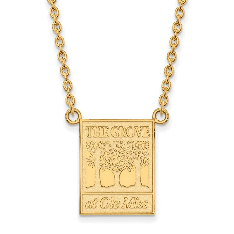 14k Yellow Gold U of Mississippi Lg Logo Pendant Necklace