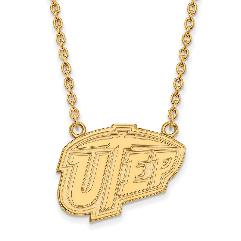 14k Yellow Gold U of Texas at El Paso Large Pendant Necklace