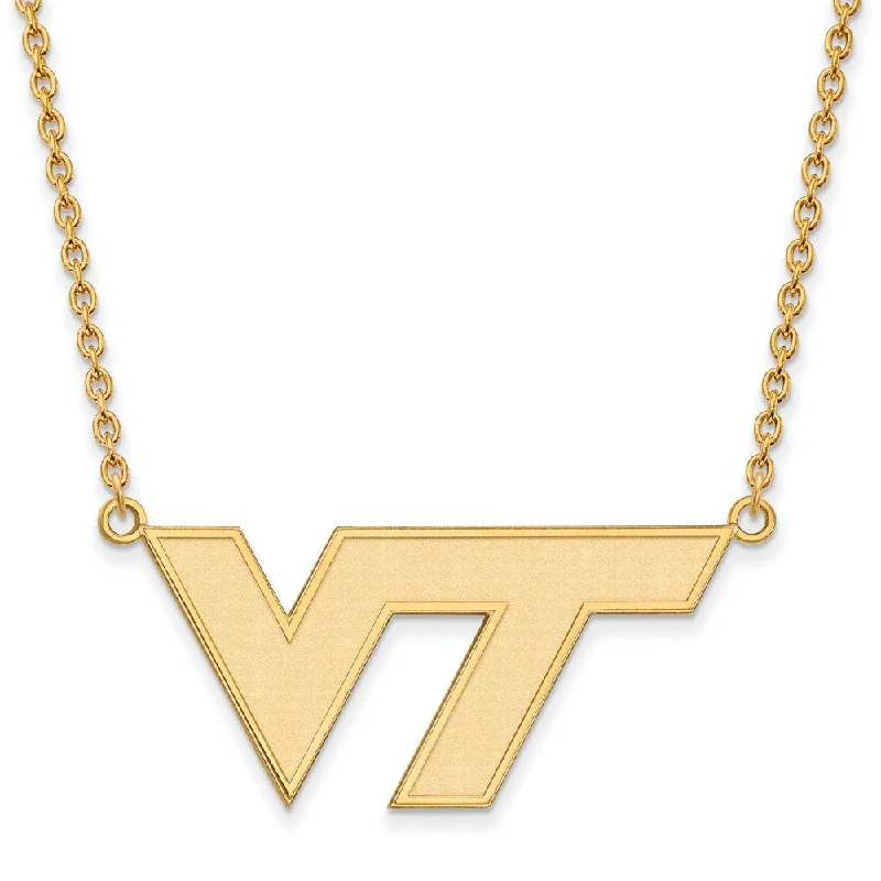 Tilted stone necklace-14k Yellow Gold Virginia Tech Large Pendant Necklace