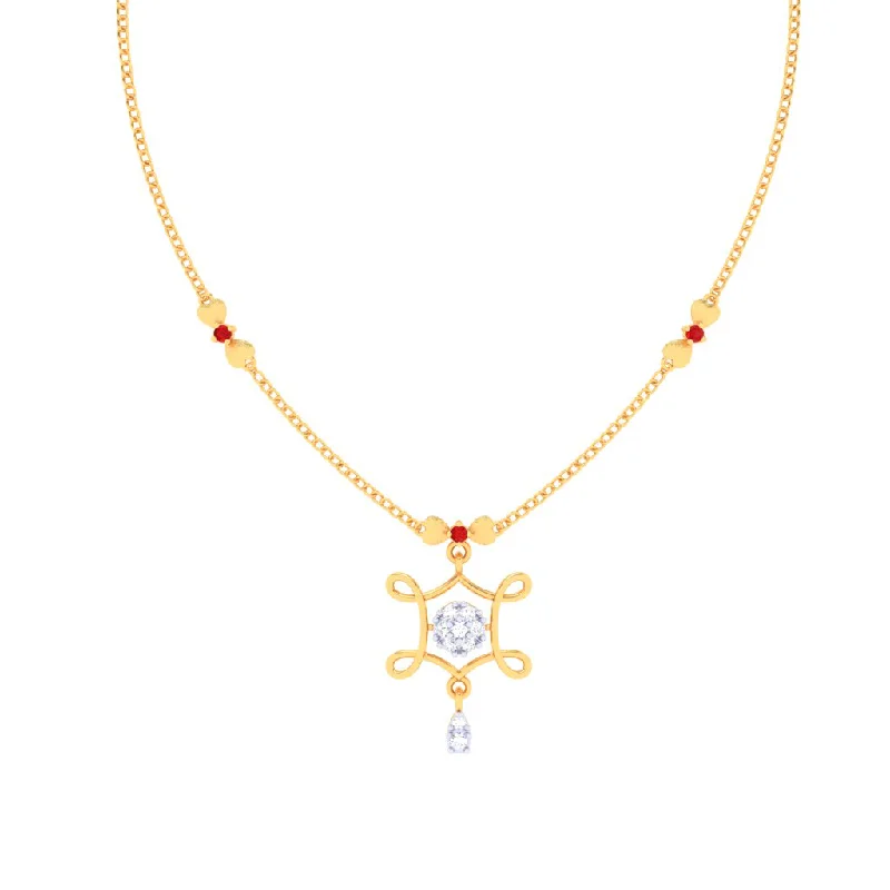 Curved gem necklace-Charming 18k Gold And Diamond Necklace From Pc Chandra Diamond Collection