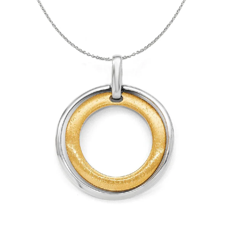 Sterling Silver & 24k Gold Tone Plated Bent Circle 30 x 37mm Necklace