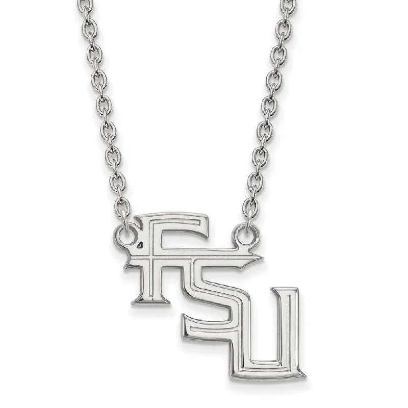 Sterling Silver Florida State Large 'FSU' Pendant Necklace