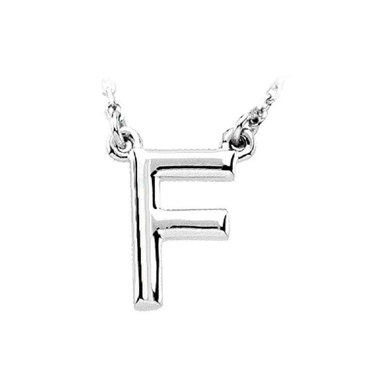 Light morganite necklace-Sterling Silver, Kendall Collection, Block Initial F Necklace, 16 Inch