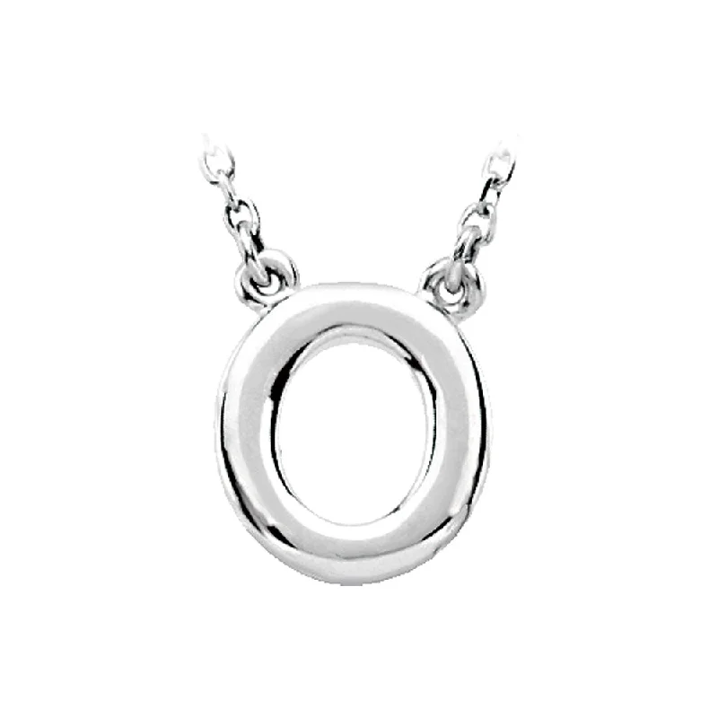 Sterling Silver, Kendall Collection, Block Initial O Necklace, 16 Inch