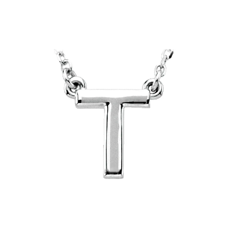 Layered birthstone necklace-Sterling Silver, Kendall Collection, Block Initial T Necklace, 16 Inch