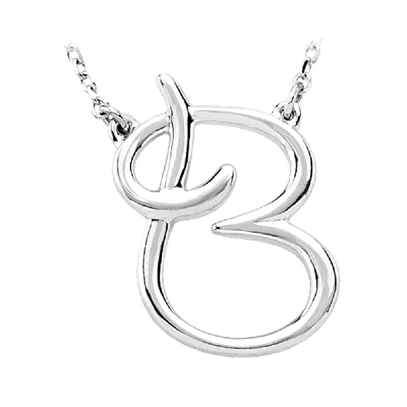 Orbit design necklace-Sterling Silver, Olivia Collection, Medium Script Initial B Necklace