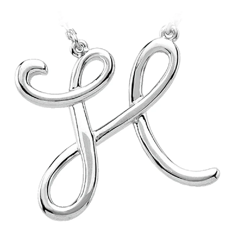 Sterling Silver, Olivia Collection, Medium Script Initial H Necklace