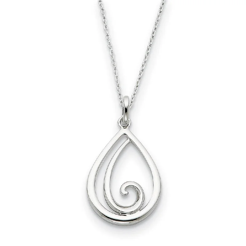 Sterling Silver Remember Me Always, Teardrop Necklace, 18 Inch