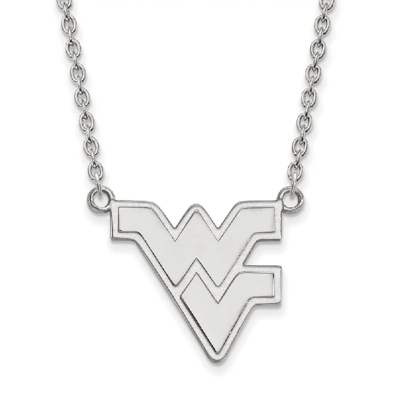 Recessed stone necklace-Sterling Silver West Virginia U Large 'WV' Pendant Necklace