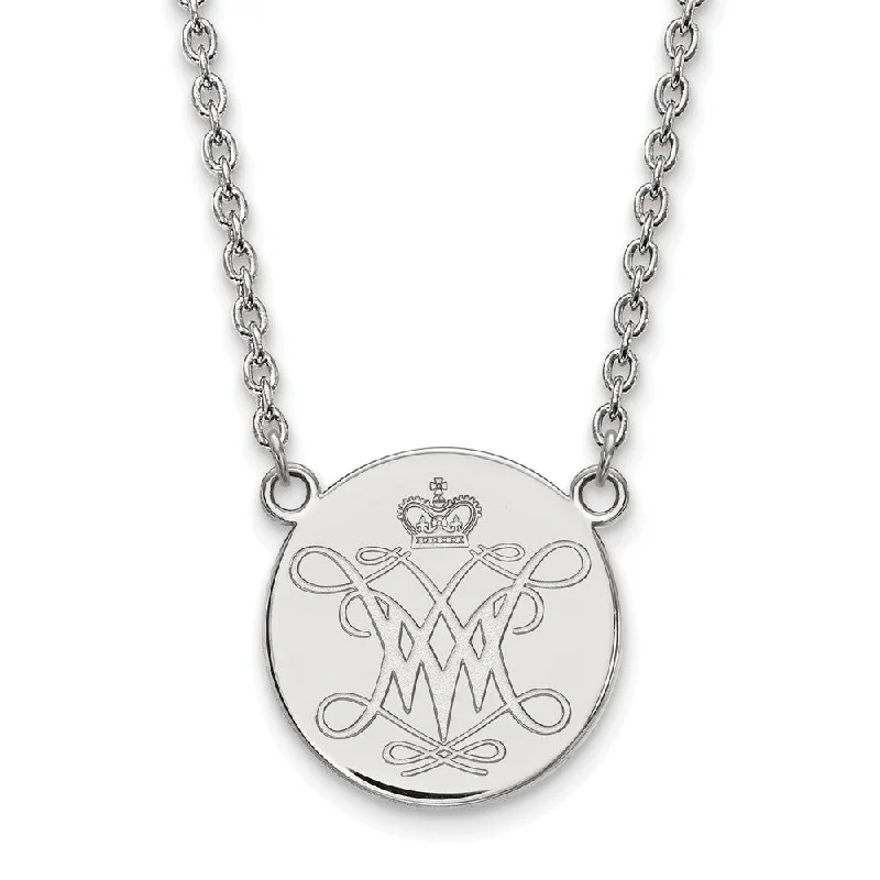 Leafy cluster necklace-Sterling Silver William and Mary Large Logo Necklace