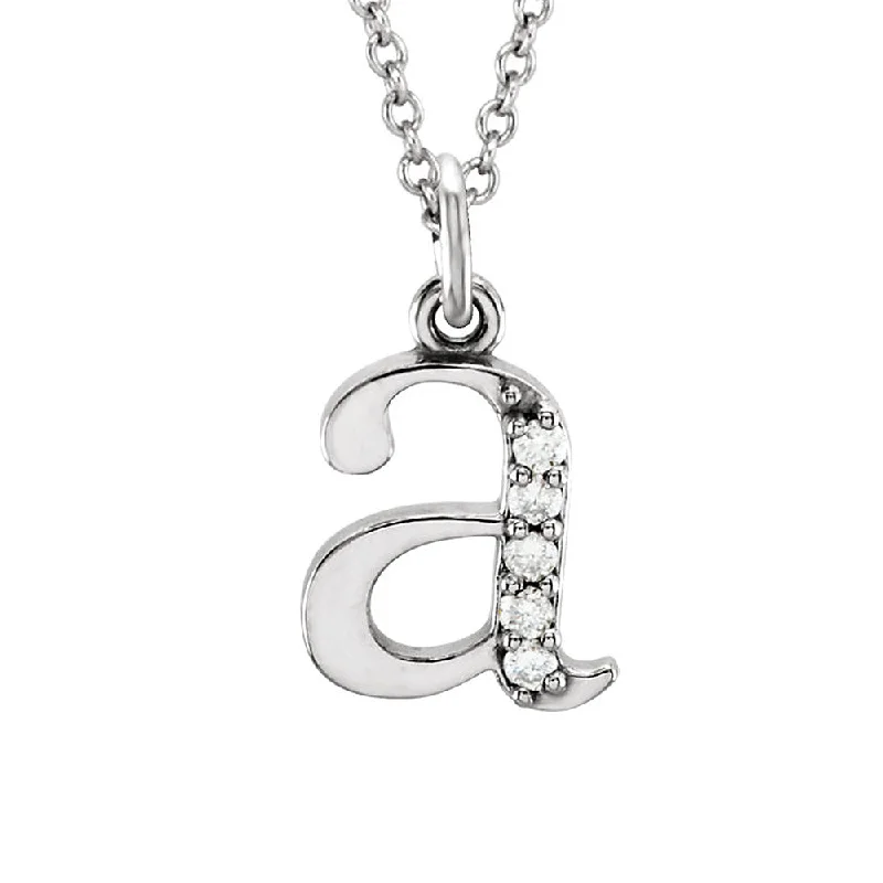 The Abbey 14k White Gold Diamond Lower Case Initial 'a' Necklace 16 In