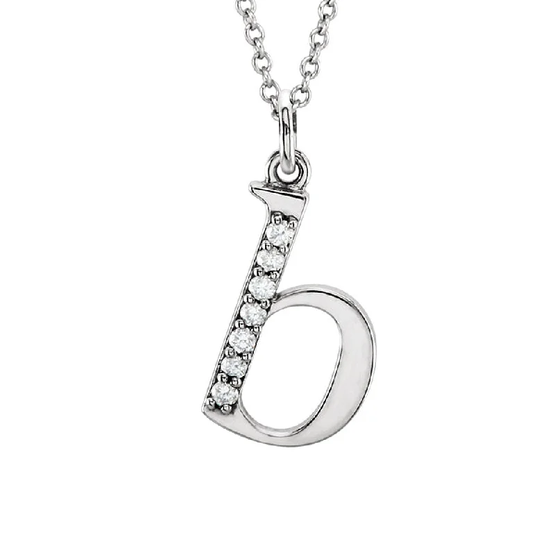 Shimmering gem necklace-The Abbey 14k White Gold Diamond Lower Case Initial 'b' Necklace 16 In