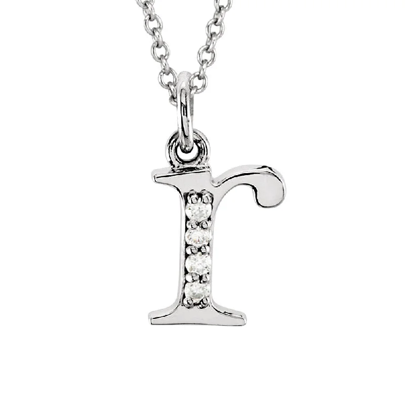 The Abbey 14k White Gold Diamond Lower Case Initial 'r' Necklace 16 In