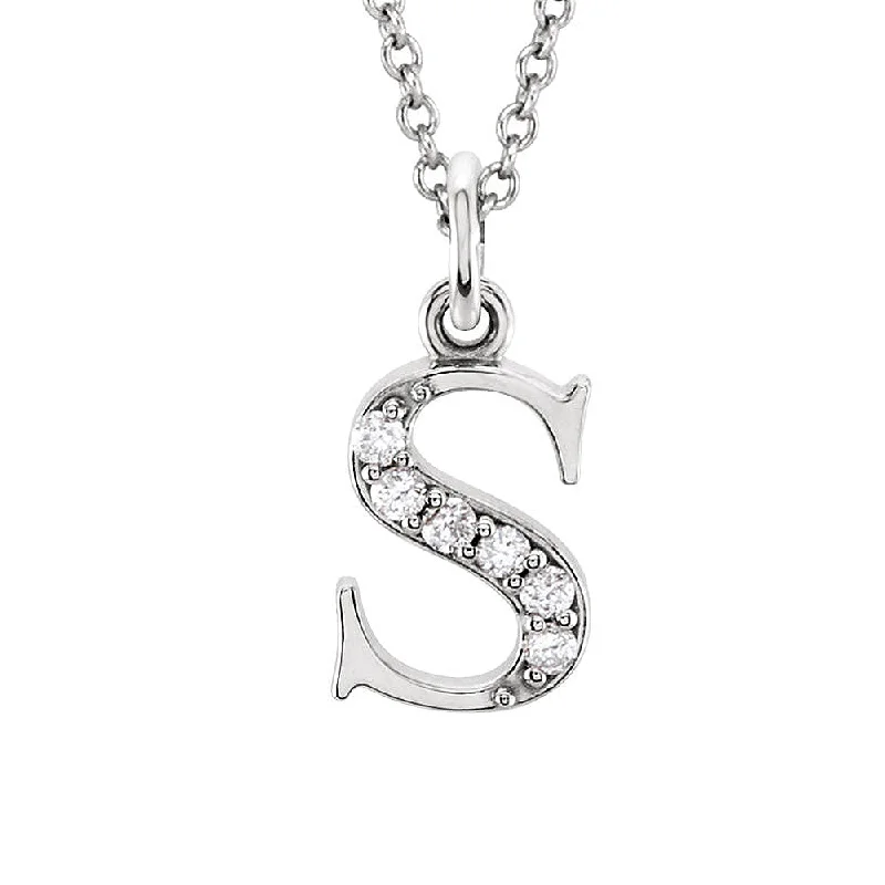 Coiled helix necklace-The Abbey 14k White Gold Diamond Lower Case Initial 's' Necklace 16 In