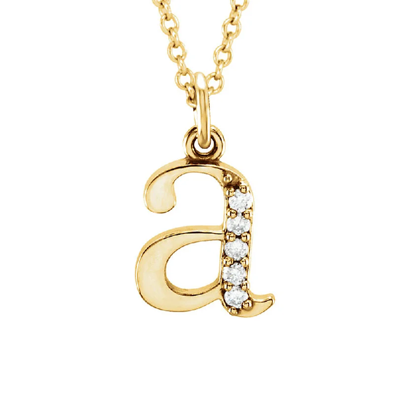 Untamed pearl necklace-The Abbey 14k Yellow Diamond Lower Case Initial 'a' Necklace 16 Inch