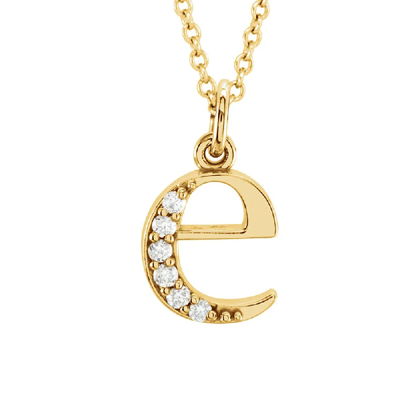 The Abbey 14k Yellow Diamond Lower Case Initial 'e' Necklace 16 Inch