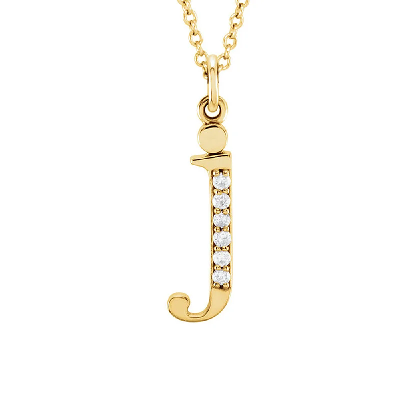 Glinting crystal necklace-The Abbey 14k Yellow Diamond Lower Case Initial 'j' Necklace 16 Inch