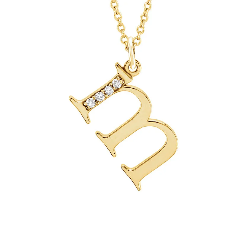 Laced necklace-The Abbey 14k Yellow Diamond Lower Case Initial 'm' Necklace 16 Inch