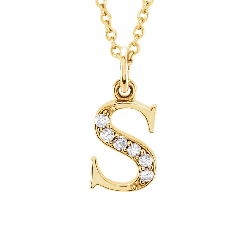 Sprout-bud necklace-The Abbey 14k Yellow Diamond Lower Case Initial 's' Necklace 16 Inch