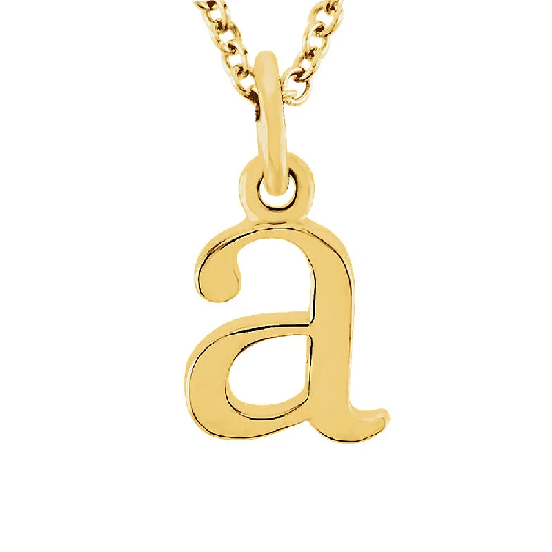 Encased stone necklace-The Abbey Lower Case Initial 'a' Necklace in 14k Yellow Gold, 16 Inch