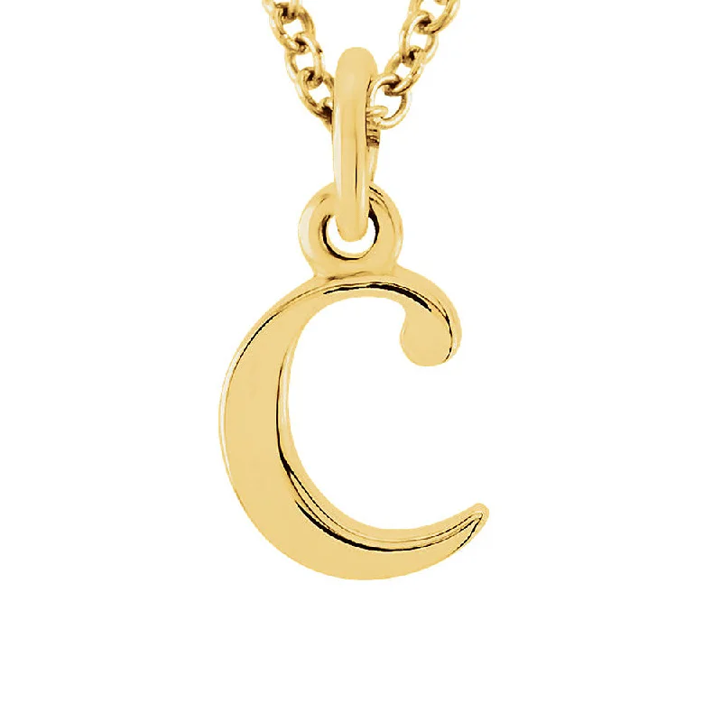 Paneled chain necklace-The Abbey Lower Case Initial 'c' Necklace in 14k Yellow Gold, 16 Inch