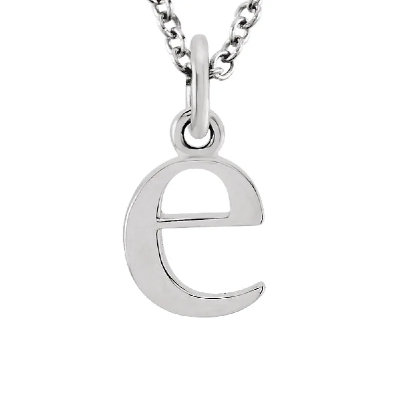 The Abbey Lower Case Initial 'e' Necklace in 14k White Gold, 16 Inch