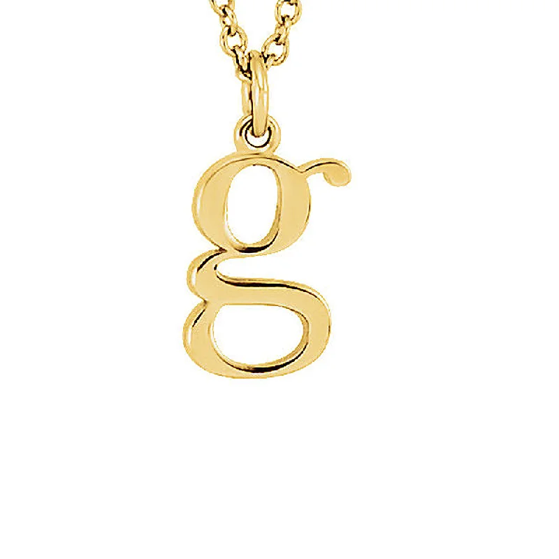 The Abbey Lower Case Initial 'g' Necklace in 14k Yellow Gold, 16 Inch