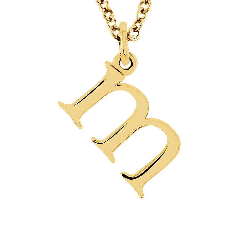 Ripple motif necklace-The Abbey Lower Case Initial 'm' Necklace in 14k Yellow Gold, 16 Inch