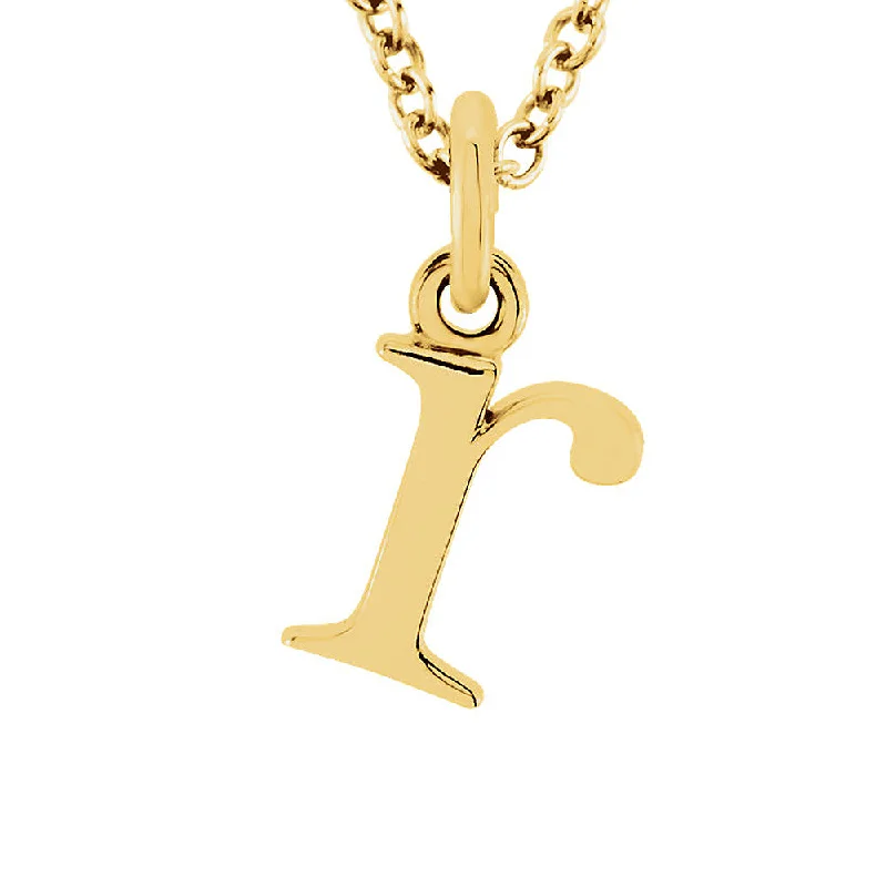 Shimmering drop necklace-The Abbey Lower Case Initial 'r' Necklace in 14k Yellow Gold, 16 Inch