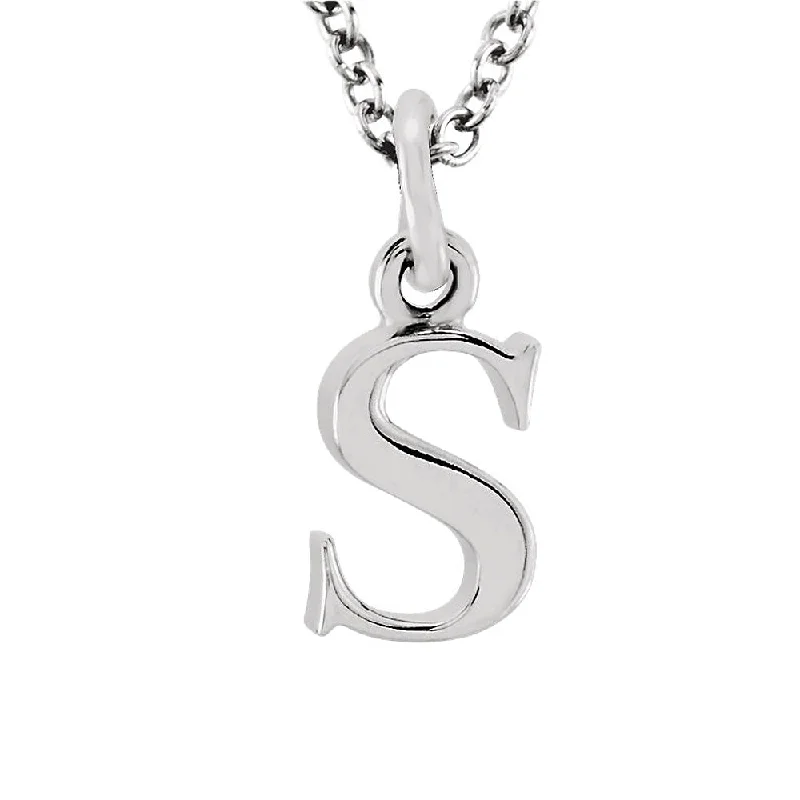 Domed bar necklace-The Abbey Lower Case Initial 's' Necklace in 14k White Gold, 16 Inch