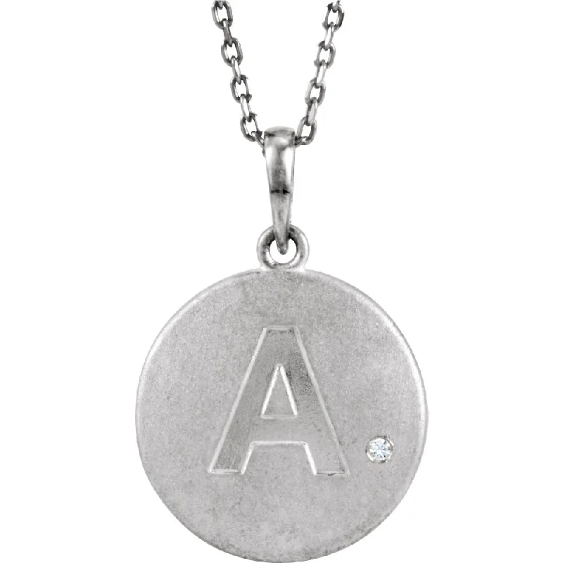 Rich howlite necklace-The Emma Sterling Silver Diamond Block Initial A Disc Necklace, 18 In.