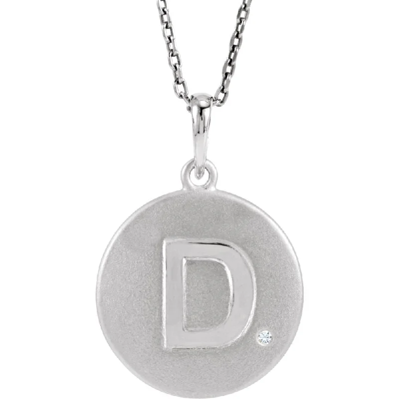 Gentle flow necklace-The Emma Sterling Silver Diamond Block Initial D Disc Necklace, 18 In.