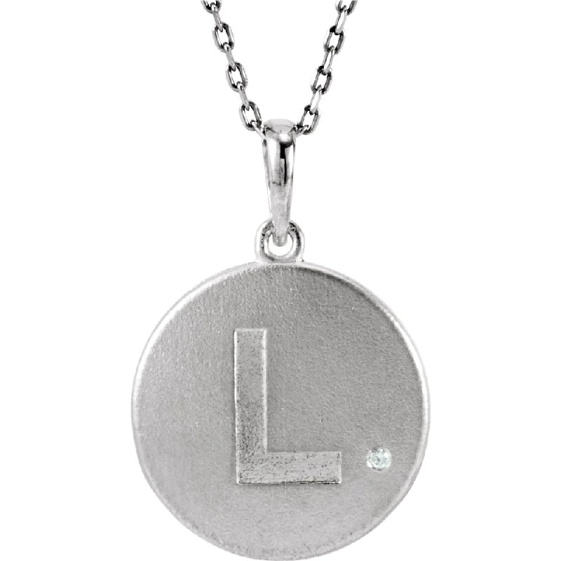 Polished cobalt necklace-The Emma Sterling Silver Diamond Block Initial L Disc Necklace, 18 In.