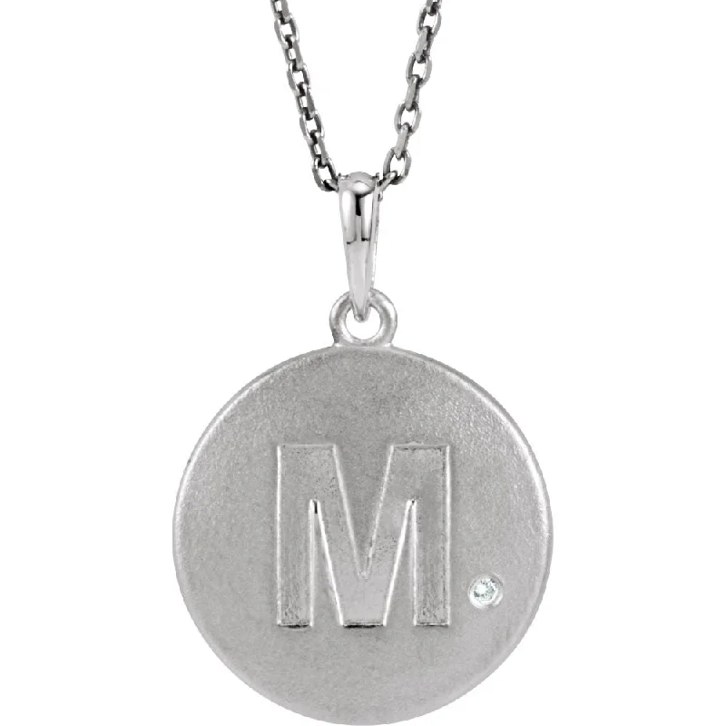 Vivid moonstone necklace-The Emma Sterling Silver Diamond Block Initial M Disc Necklace, 18 In.