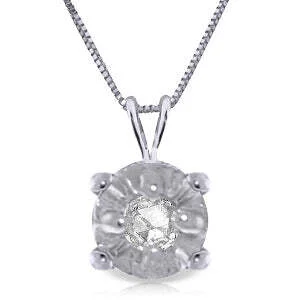 Radiant iolite necklace-0.03 Carat 14K Solid White Gold Illusion Set Necklace Natural Diamond