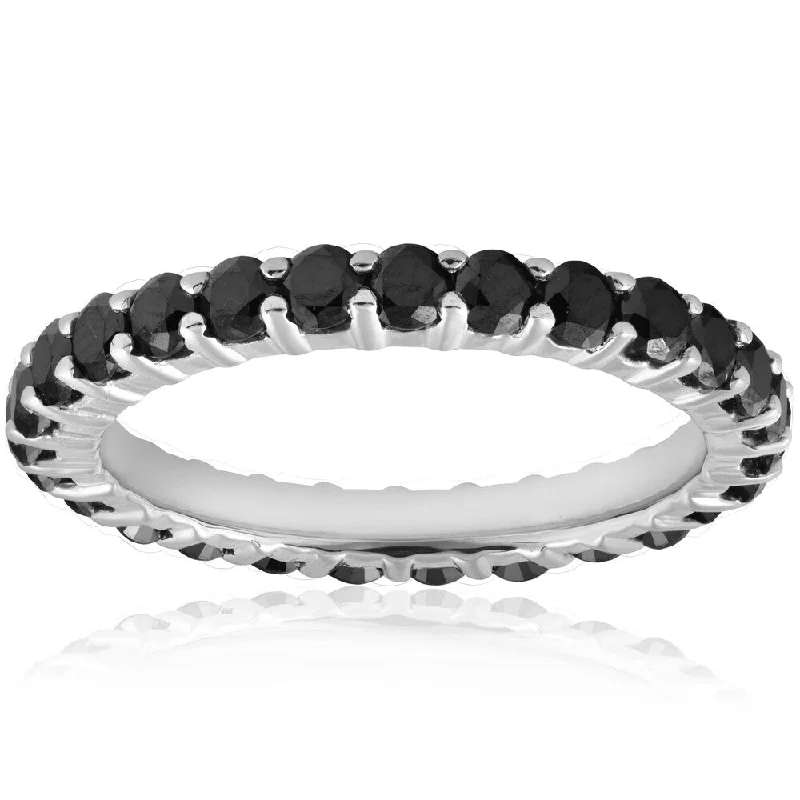 Worn rim ring-1 1/2ct Black Diamond Eternity Ring 14K White Gold