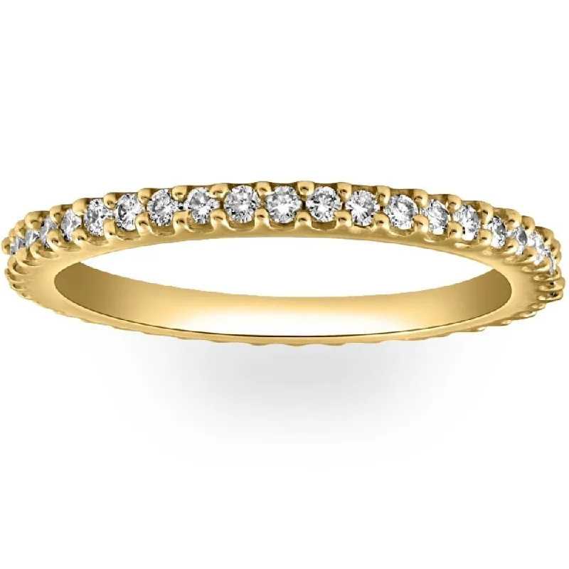 Shadow moon ring-1/2Ct Diamond Eternity Ring Prong Stackable Wedding Band 14k Yellow Gold