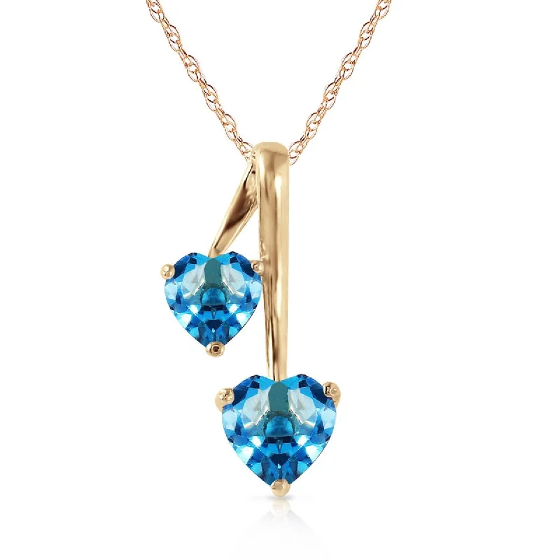 Cast gold necklace-1.4 Carat Silver Hearts Necklace Natural Blue Topaz