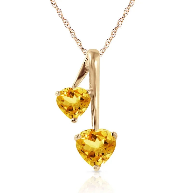 Pure gem necklace-1.4 Carat Silver Hearts Necklace Natural Citrine