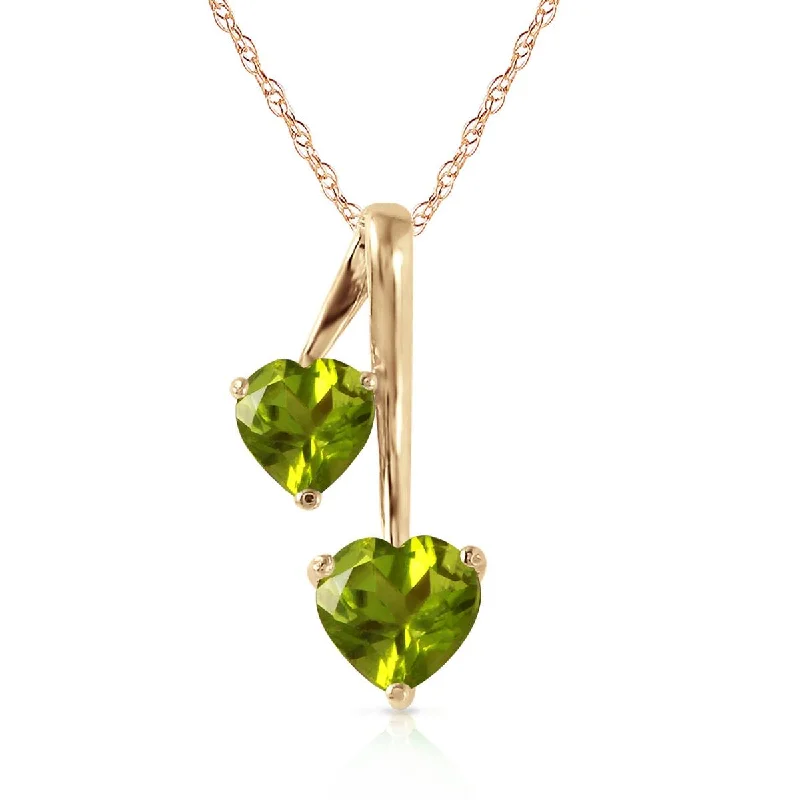 Delicate filigree necklace-1.4 Carat Silver Hearts Necklace Natural Peridot