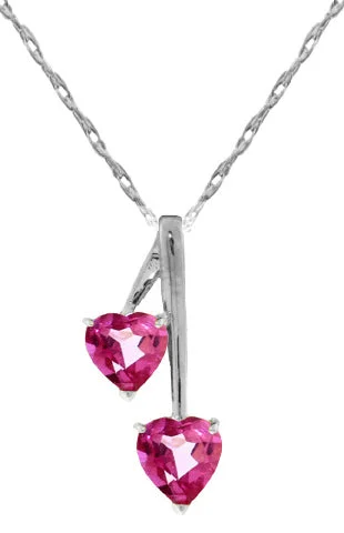 Vivid garnet necklace-1.4 Carat Silver Hearts Necklace Natural Pink Topaz