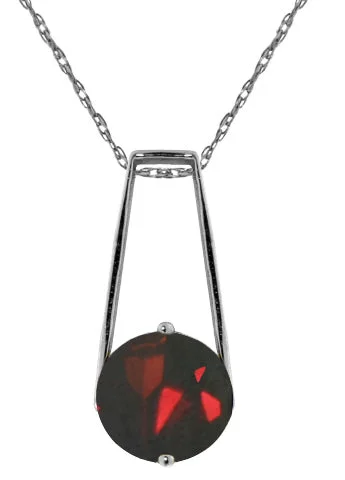 Cultural grooved necklace-1.45 Carat Sterling Silver Heart Learns Garnet Necklace