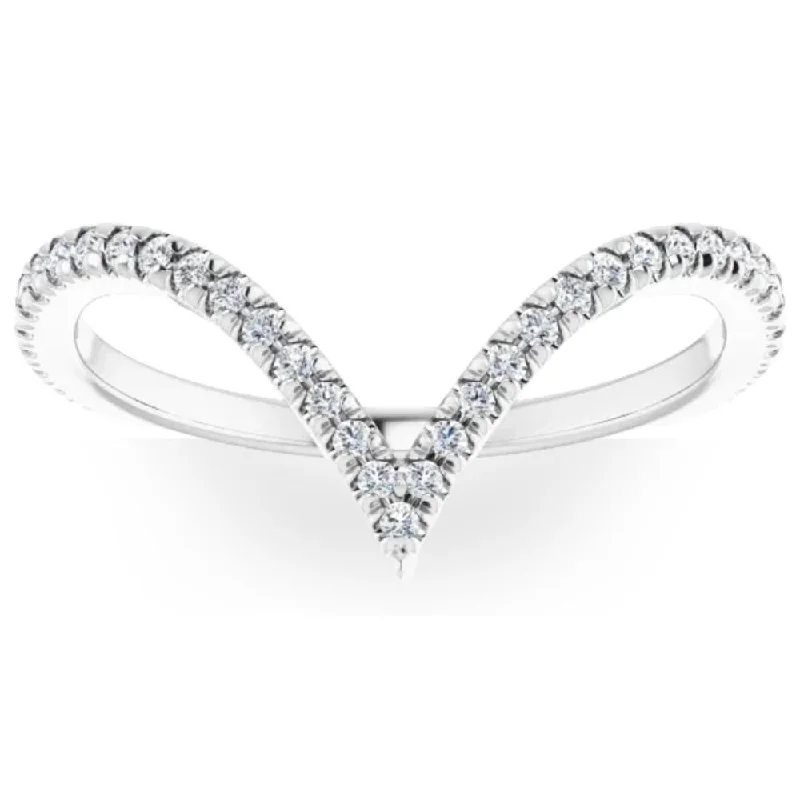 Glossy jet ring-1/4Ct Diamond V Shape Ring Contour Stackable Band in White, Yellow, or Rose Gold