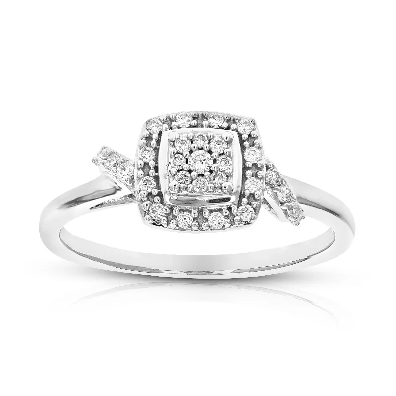 Bold topaz ring-1/6 cttw Round Lab Grown Diamond Wedding Engagement Ring For Women .925 Sterling Silver Prong Set