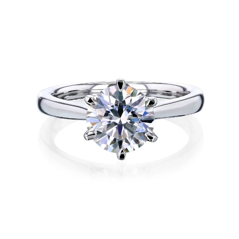 Domed band ring-1.9ct Round Forever One Moissanite 6-Prong Ring